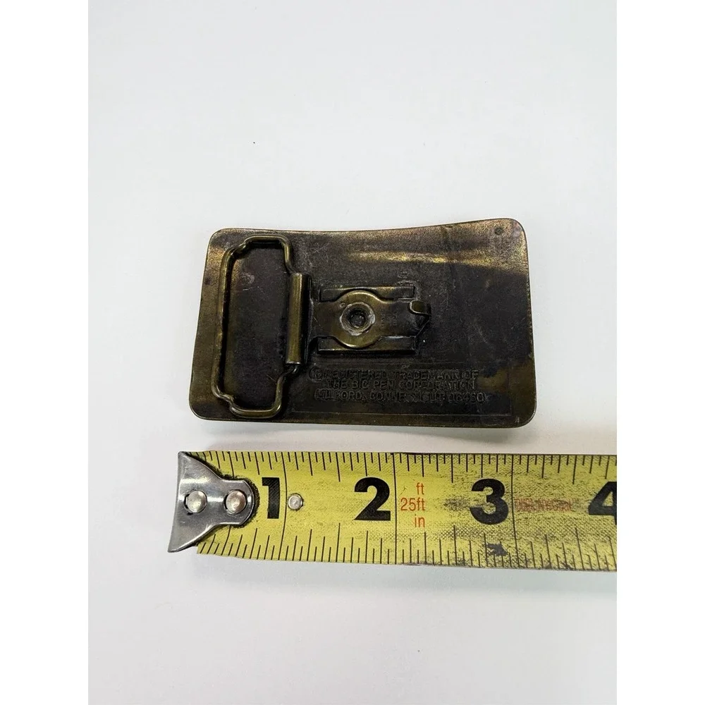 FLICK MY BIC Vintage Solid Brass Belt Buckle Advertising Made in USA 70's